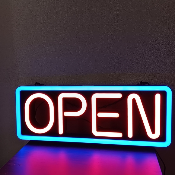 Neon Open Sign with Blue Border - Picture 2 of 7
